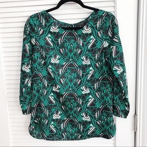 J. Crew Green Patterned Top